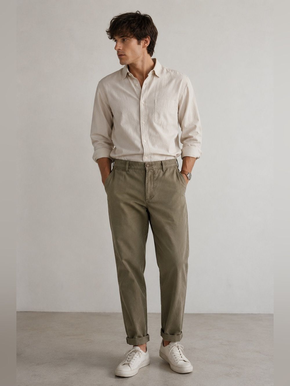 Penguin Pants Men's 33X31  Slim Green Olive Munsingwear Dress Pants Pockets